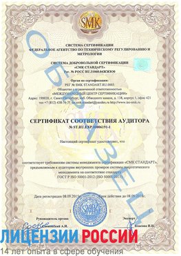 Образец сертификата соответствия аудитора №ST.RU.EXP.00006191-1 Прохоровка Сертификат ISO 50001